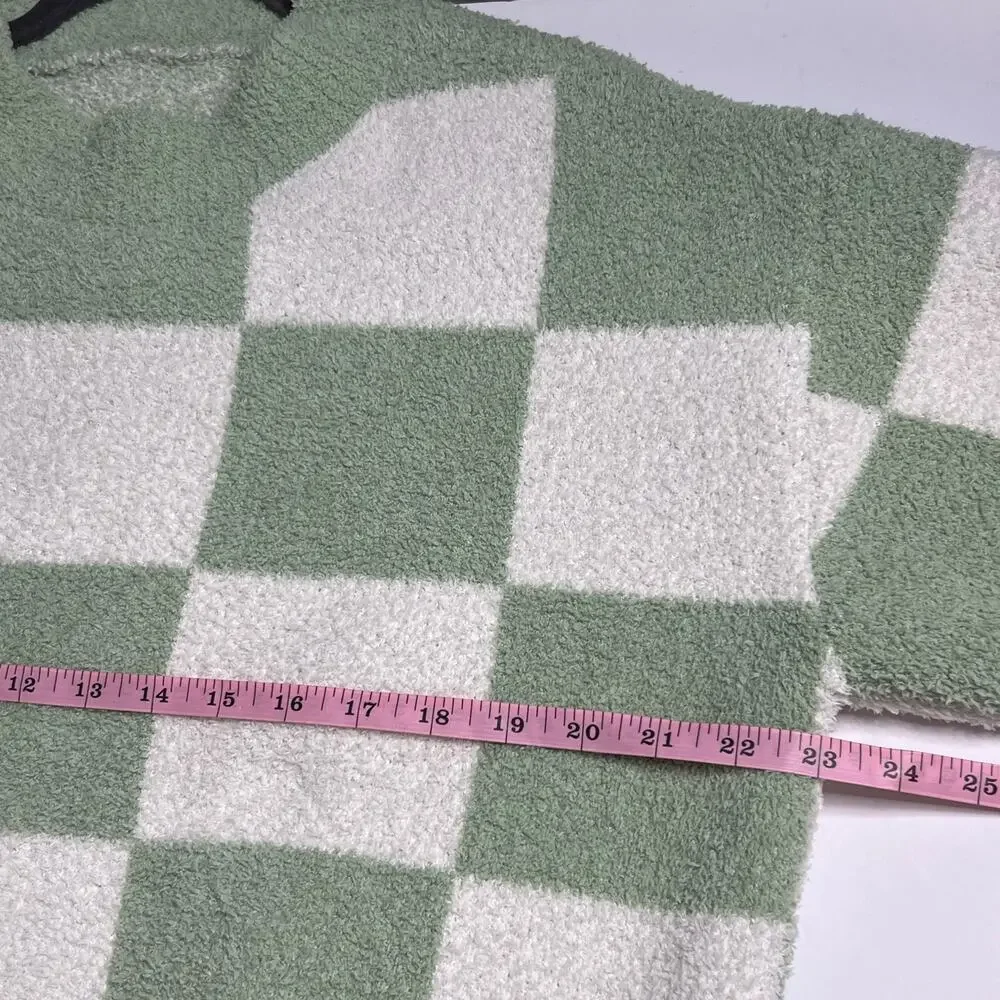 Comfylux Checkered Crew Neck Sage Green Sweater Size Large